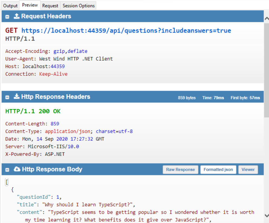 Figure 10.4 – WebSurge test response 
