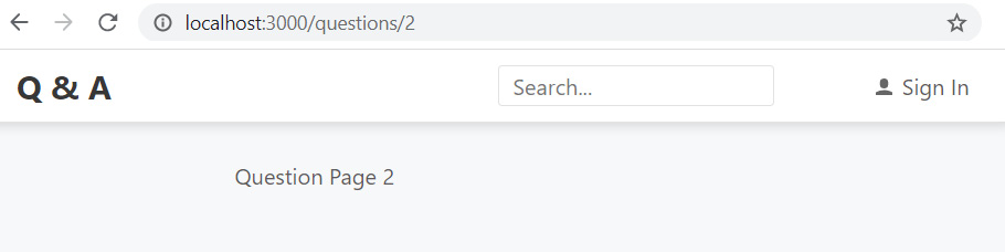 Figure 5.4 – Question page with route parameter 