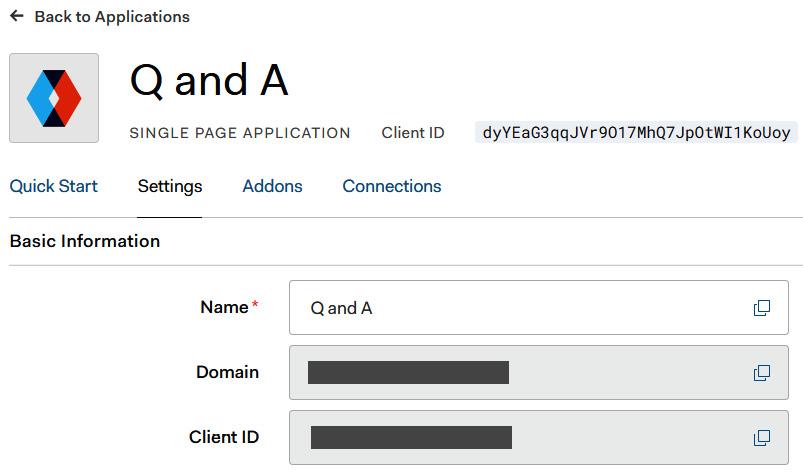Figure 12.8 – Auth0 domain 