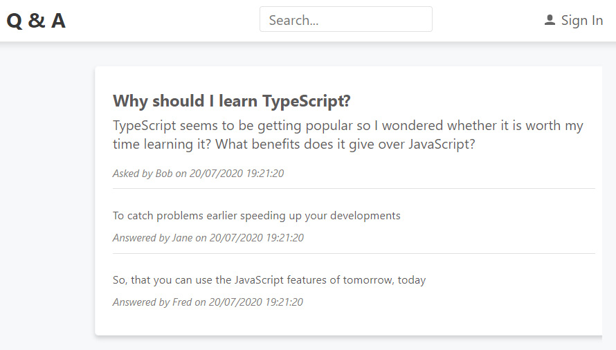 Figure 5.8 – Question page with answers 