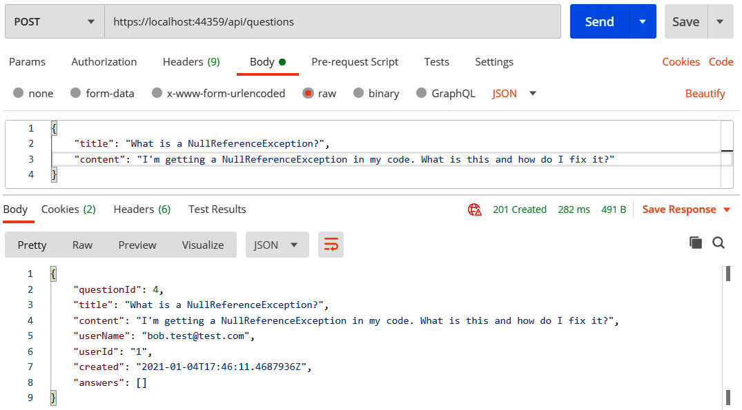Figure 9.25 – Submitting a question 