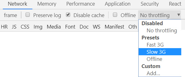 Figure 5.12 – Slow 3G option 