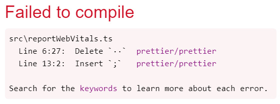 Figure 2.15 – Prettier error 