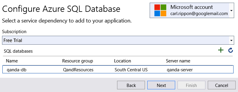 Figure 14.18 –  SQL database list 