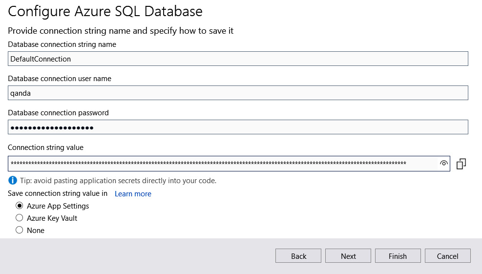 Figure 14.19 –  Connection string configuration 