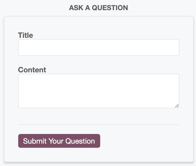 Figure 6.2 – Form for asking a question  