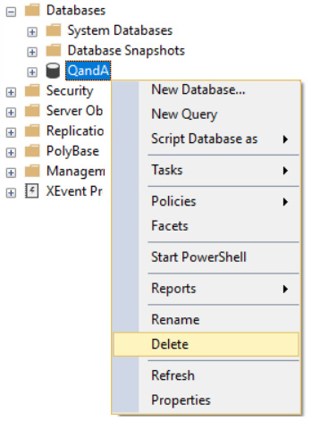 Figure 8.16 – Deleting a database 