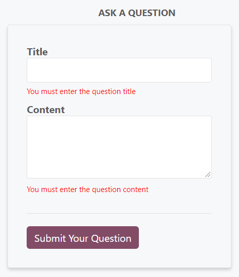 Figure 6.4 – Validation on the ask form 
