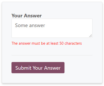 Figure 6.5 – Validation on the answer form 