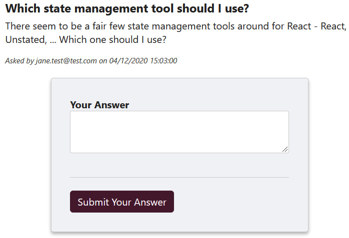 Figure 12.20 – Answer form for the authenticated user 