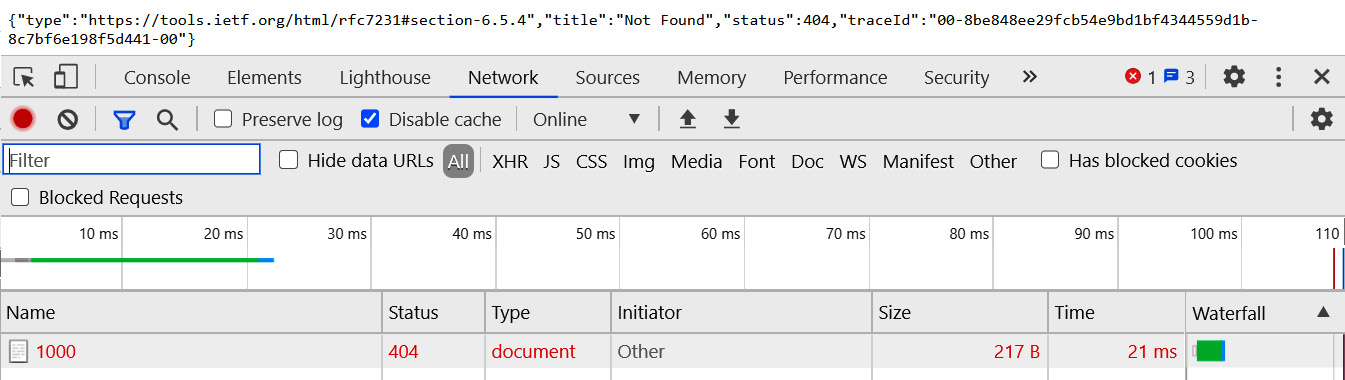 Figure 9.9 – Requesting a question that doesn't exist 