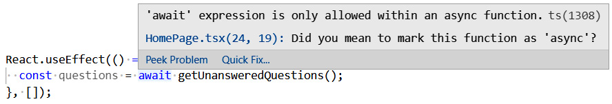 Figure 3.12 – useEffect error 