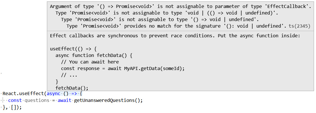 Figure 3.13 – Another useEffect error 