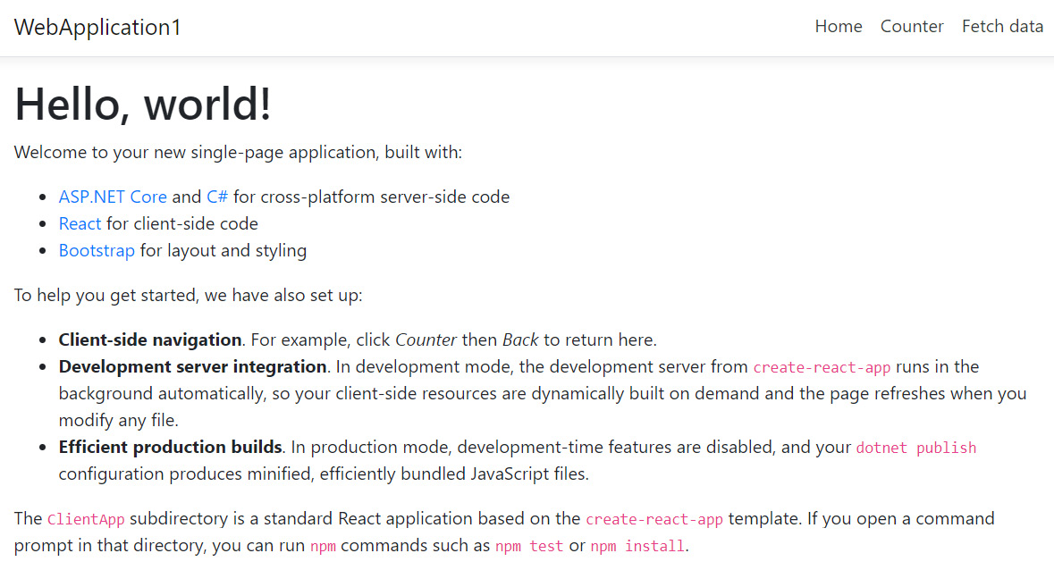 Figure 1.6 – The home page of the app 