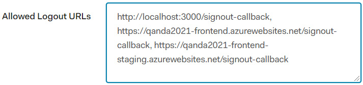 Figure 14.34 – Auth0 allowed logout URLs 