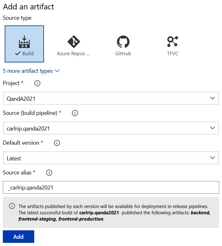 Figure 15.16 – Adding an artifact 