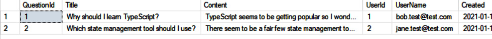 Figure 8.5 – Questions in the Q&A database 