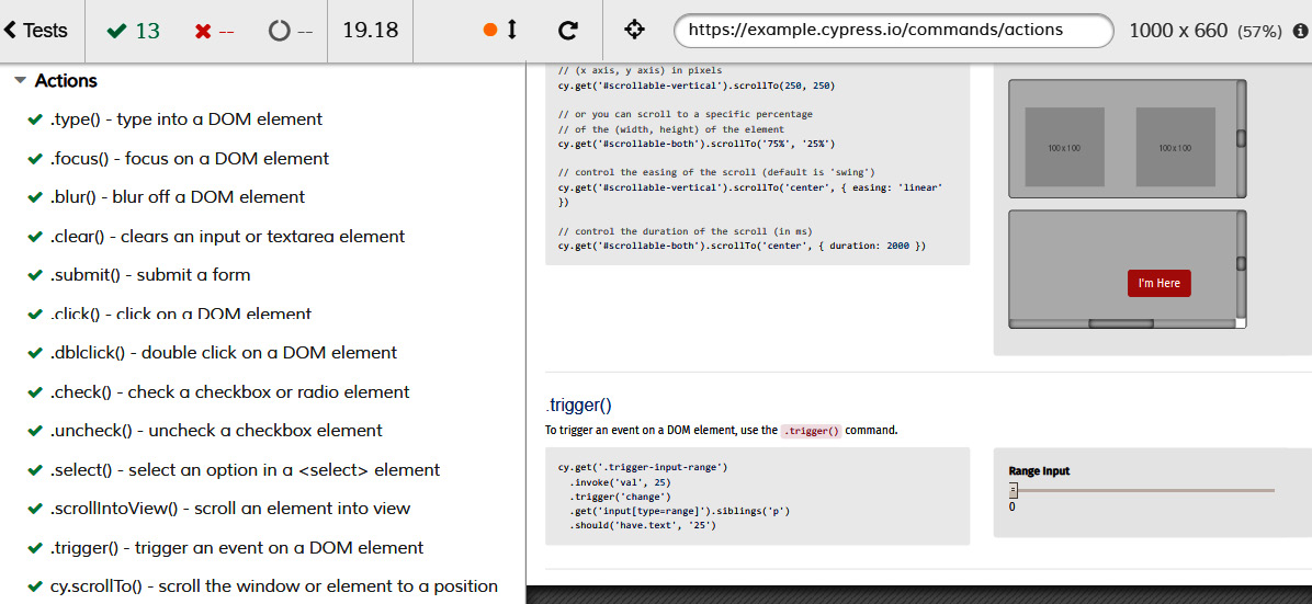 Figure 13.12 – Test output in Cypress 