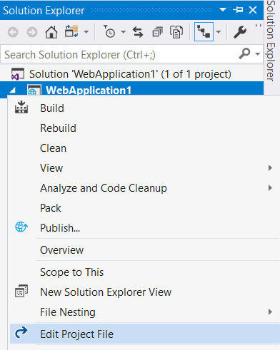 Figure 1.10 – Opening the project file in Visual Studio 