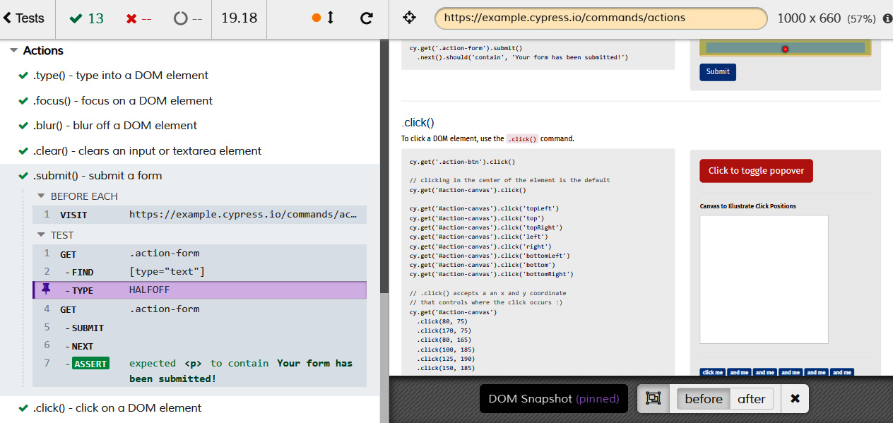 Figure 13.13 – Cypress test result step details 