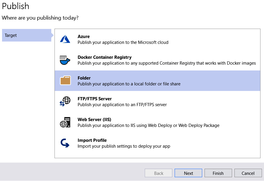 Figure 1.13 – Publishing to a folder 