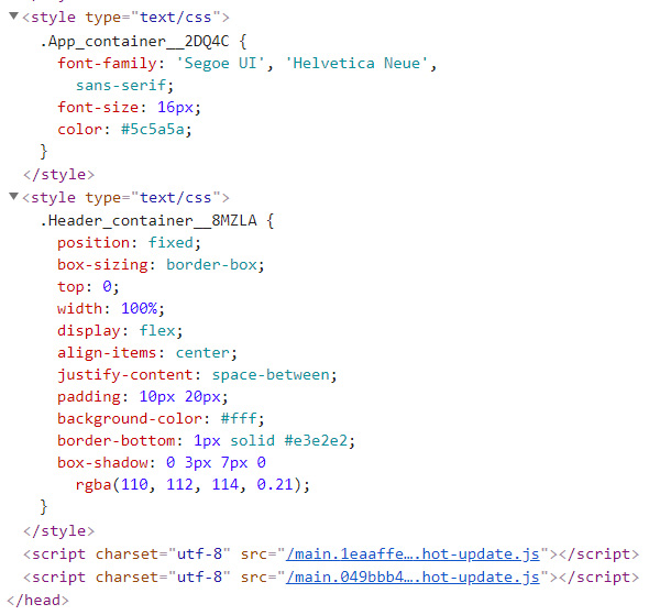 Figure 4.5 – CSS modules in a head tag 