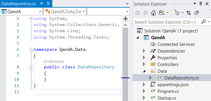 Figure 8.10 – Skeleton DataRepository class 