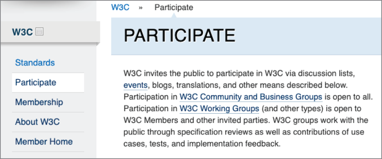 Snapshot shows Navigation links indicate the current position