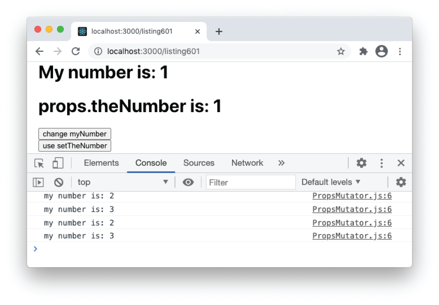 Snapshot shows local variable and props confusion