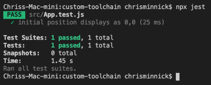 Snapshot shows Test passed
