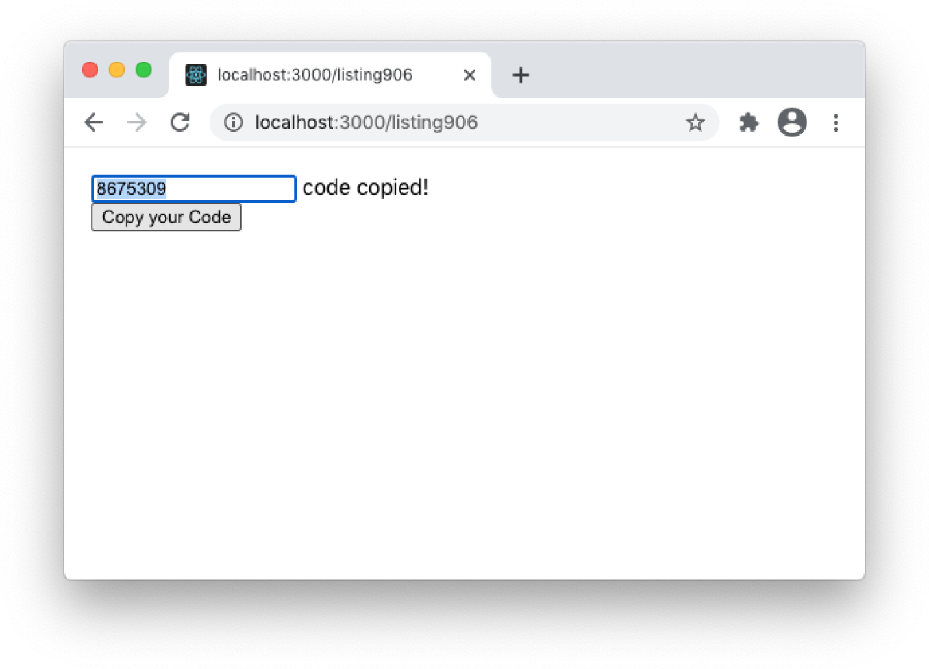 Snapshot shows Selecting text and displaying a temporary message