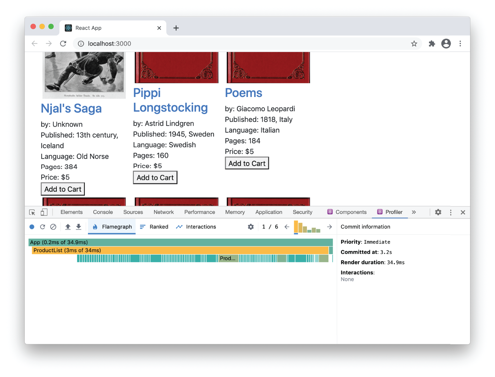Snapshot shows the Flamegraph chart