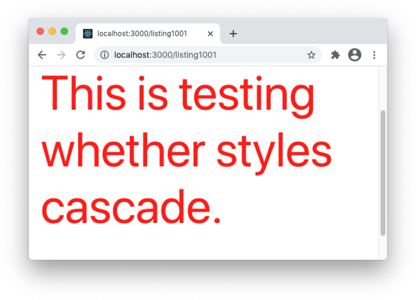 Snapshot shows Cascading styles from parent to child
