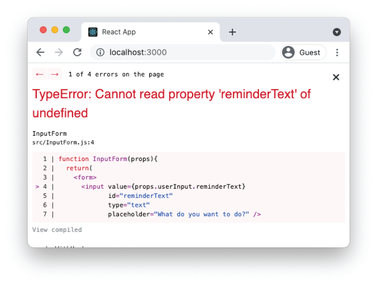Snapshot shows cannot read property