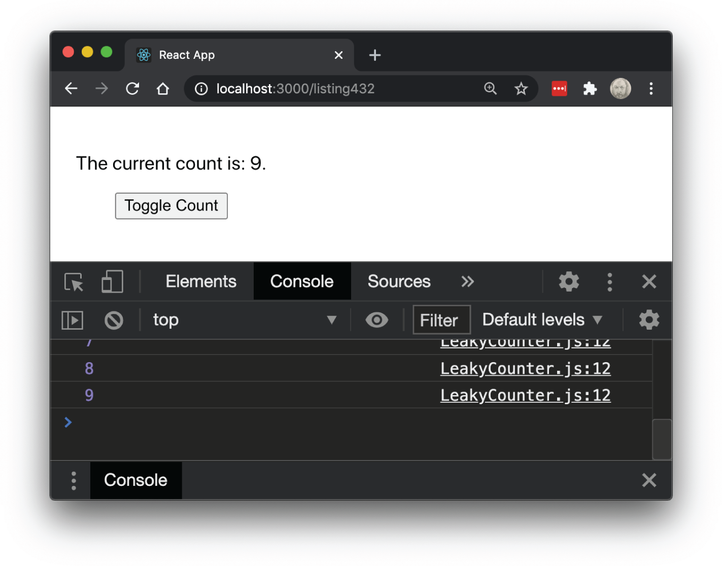 Snapshot shows incrementing a counter