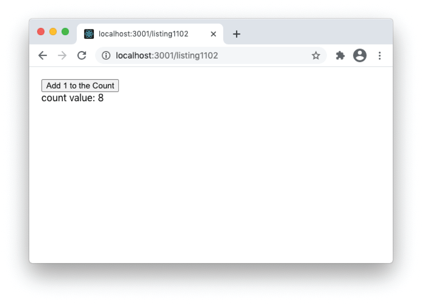 Snapshot shows Passing a setter function as a prop