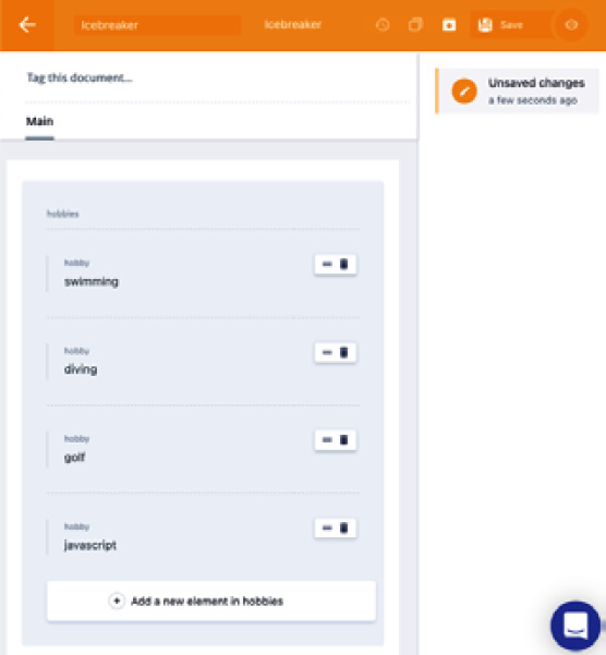 Figure 3.9 – Prismic collection interface 