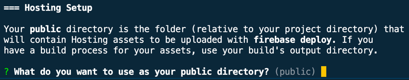 Figure 9.16 – Setting up Firebase CLI hosting  