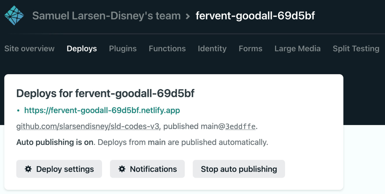 Figure 9.7 – The Netlify site dashboard 