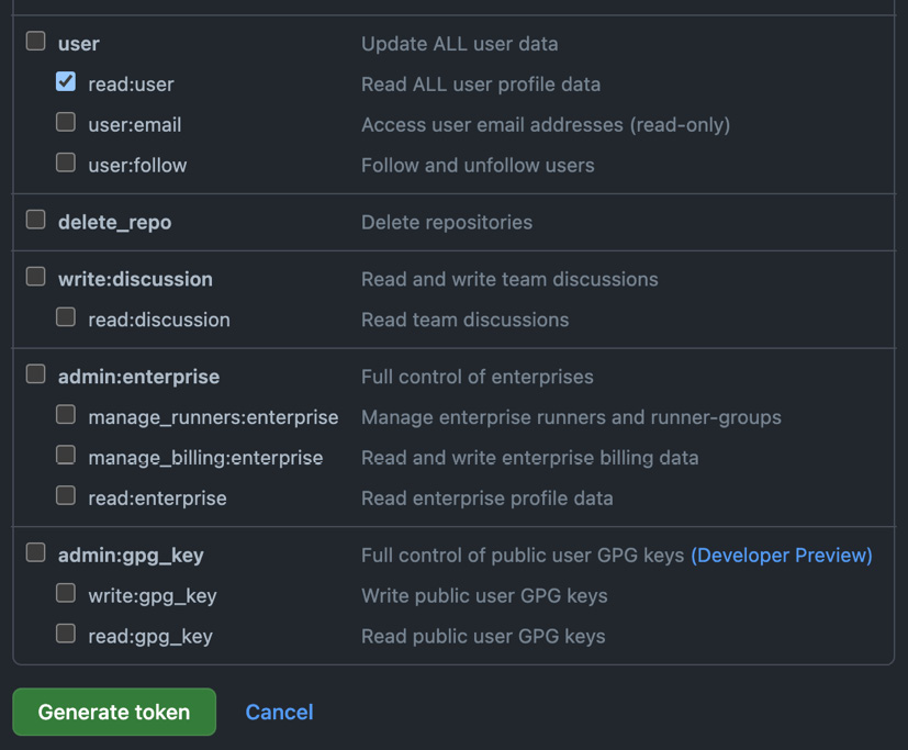 Figure 10.2 – GitHub personal access token generation (continued) 