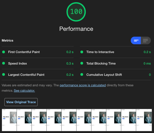 Figure 7.3 – Lighthouse Performance report 