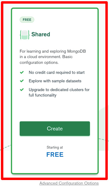 Figure 2.8 – Choose the Shared Cluster on MongoDB Atlas 
