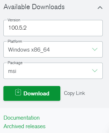 Figure 2.7 – The MongoDB Database Tools download page 