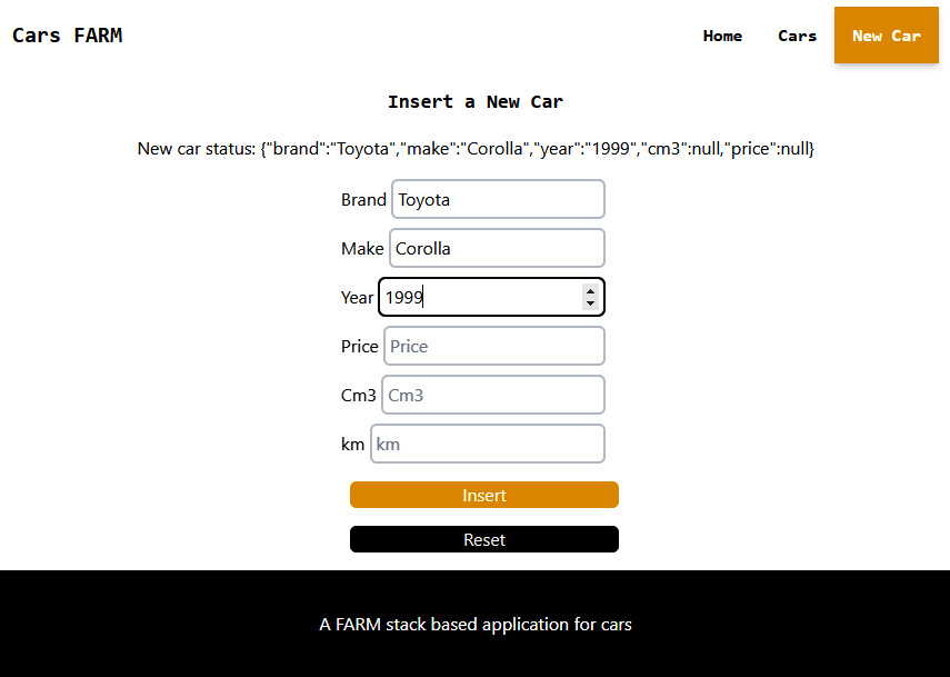 Figure 6.2 – The Insert a New Car page 