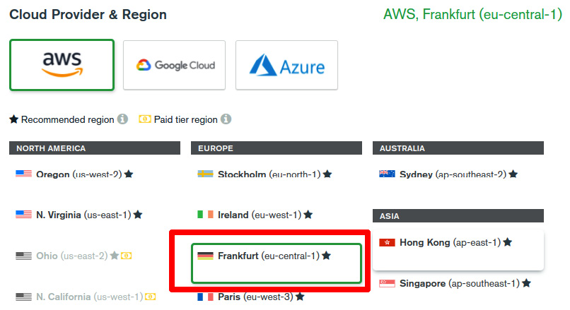 Figure 2.11 – The Cloud Provider & Region screen  