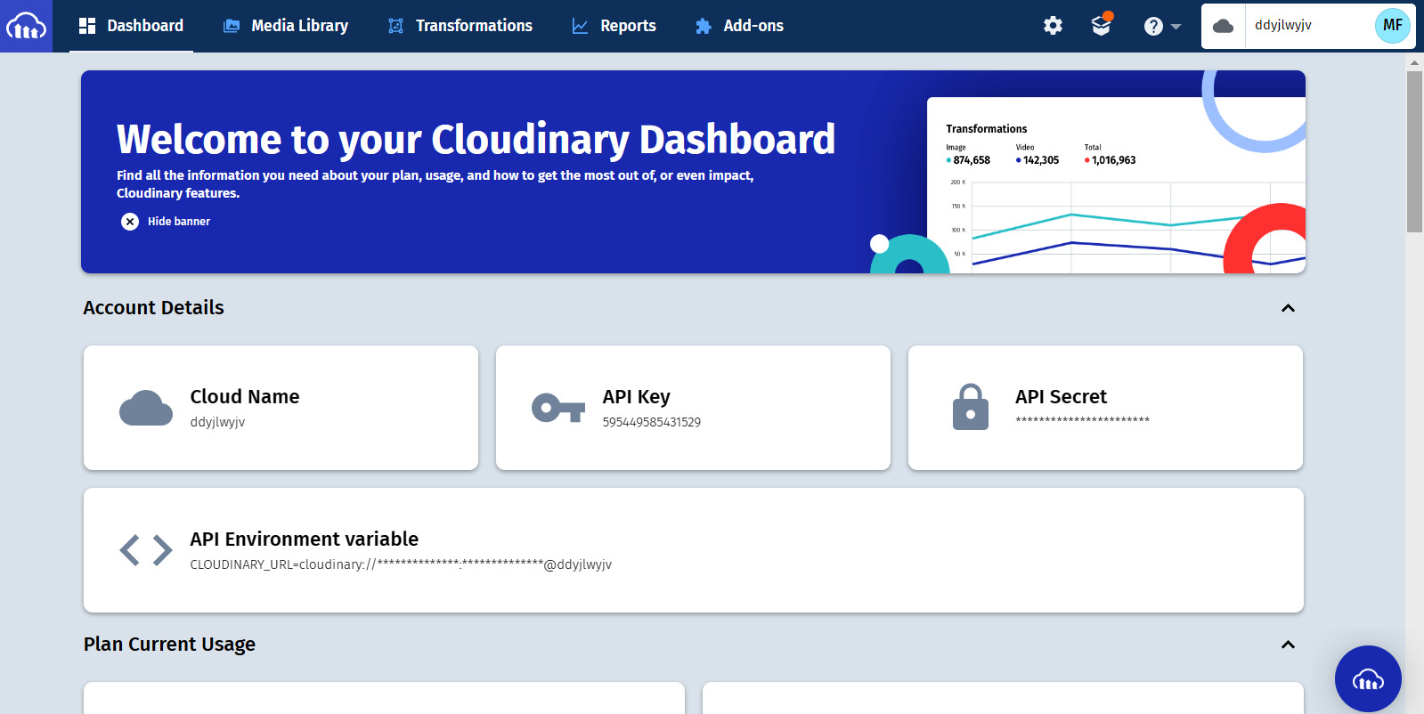 Figure 8.1 – Cloudinary account variables  