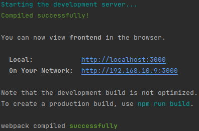Figure 7.2 – Screenshot of the result of executing npm start 
