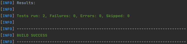 Figure 5.7 – A screenshot of the execution result of the mvnw clean test command for the AuthResourceTest class
