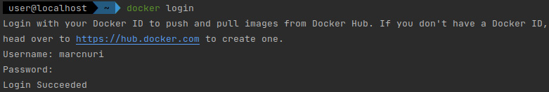 Figure 12.5 – A screenshot of the result of the docker login command execution 