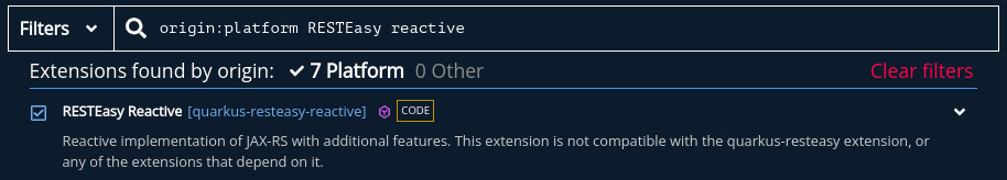 Figure 1.2 – A screenshot of the dependency selection section in the code.quarkus.io web interface 